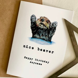 Personaliseerbare verjaardagskaart Leuke Bever verjaardagskaart Bever verjaardagskaart Grappige verjaardagskaart Onbeleefde verjaardagskaart Beste vriend verjaardag