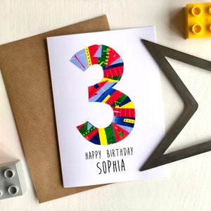 Cartão de terceiro aniversário personalizado, cartão de terceiro aniversário personalizado para menino, cartão para meninas, cartão de aniversário infantil para 3 anos, cartão três hoje