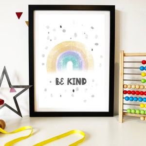 Be Kind Wall Art Rainbow Wall Art Be Kind Nursery Wall Art Muted Rainbow Nursery Wall Art Be Kind Muted Rainbow Print Pastel Rainbow Print