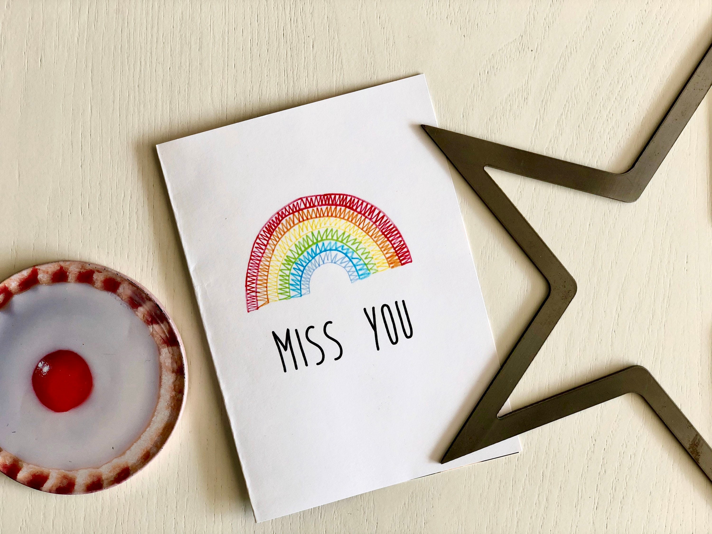 I Miss You Rainbow Card Rainbow I Miss You Card Rainbow Etsy