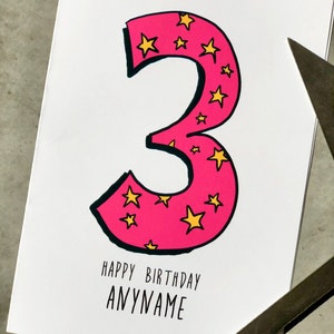 3rd Geburtstagskarte personalisiert mit Name Space Theme Karte Sterne Geburtstagskarte für 3rd Birthday Card For 3 Year Old