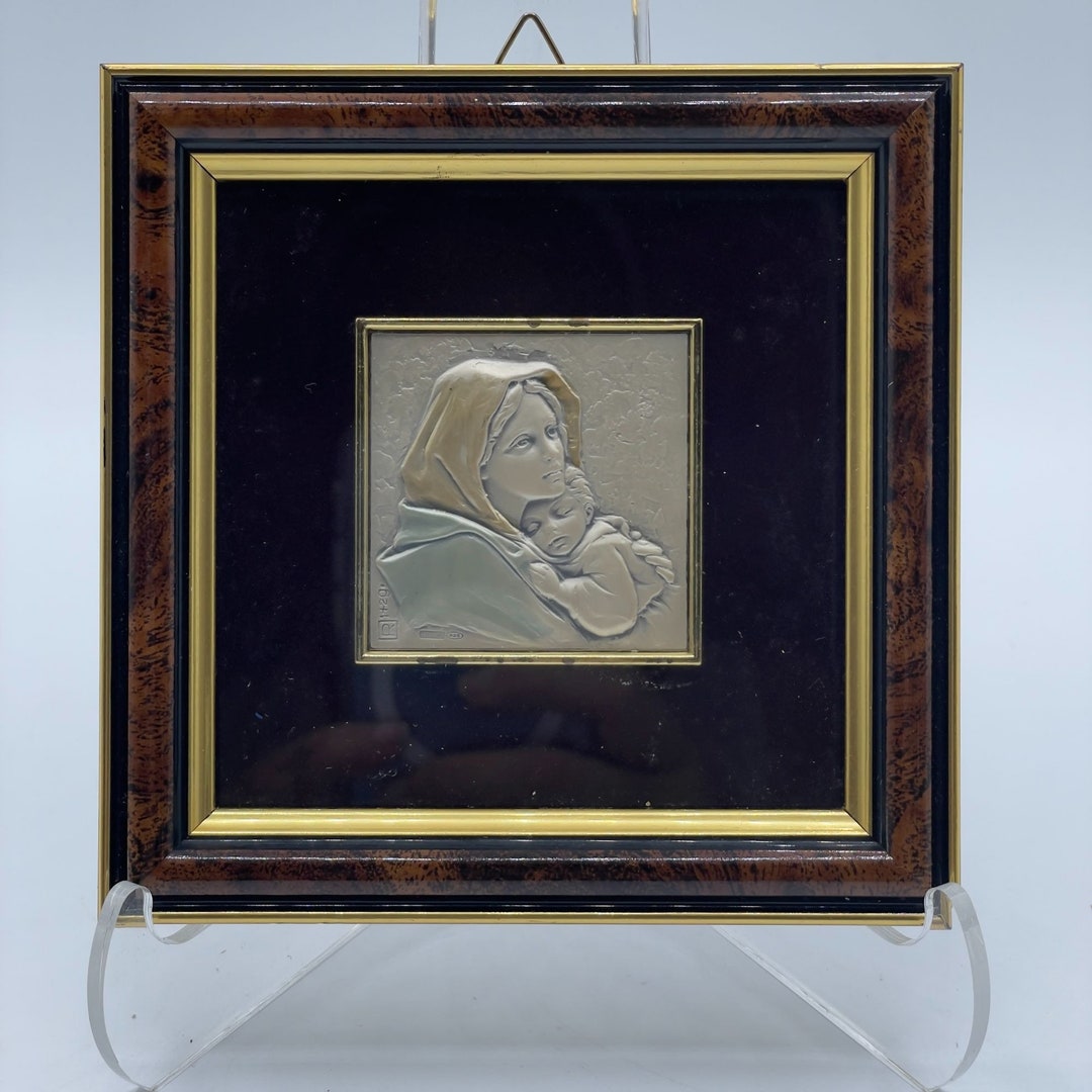 Sterling Silver Madonna Child Raised Relief Framed Art Made in Italy ...