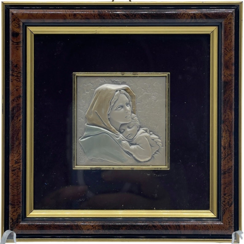 Sterling Silver Madonna Child Raised Relief Framed Art Made in Italy ...