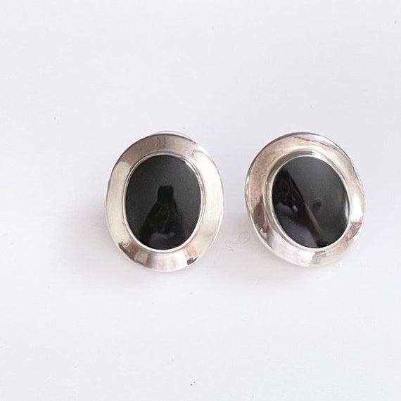 Polished Black Onyx Oval High Polish Sterling Sil… - image 5