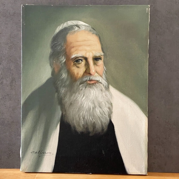 David Pelbam (1932-2004) Signed Original Oil On Canvas Jewish Rabbi Framed 8x10