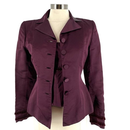 Oscar de la Renta Pink Label Vintage Purple Satin Evening Jacket shops Camisole Set 4