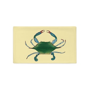 Front and back digital print of hand painted Pillow Case, New Orleans , Blue Claw crab pillow, Crab Lovers pillow, Fisherman,Home Decoration