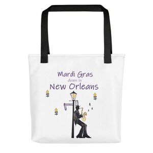 Mardi Gras Jazz Tote Bag: Louisiana Travel Purse