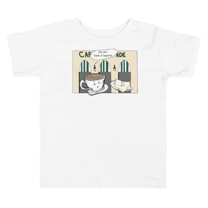 面白いスクエアベニエ幼児用Tシャツ - デジタルプリント、手描き、カプチーノ、スクエア、ベニエ、若者向け衣類、ベビーTシャツ、ニューオーリンズ