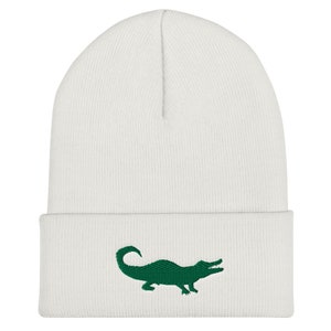 New Orleans, Louisiana, Green Alligator Cuffed Beanie. Winter Hat