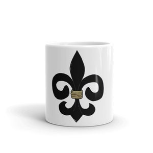 Hand painted, digital print, New Orleans, Louisiana, Fleur de lis, Mug