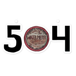 Vinyl, Bubble-free stickers, New Orleans Zip Cope 504 featuring water meter.