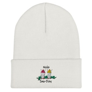 Cuffed Beanie, Embroidered New Orleans, Louisiana Nola Sno Day, Christmas Holly with Sno Ball, the only Snow Day in the South.