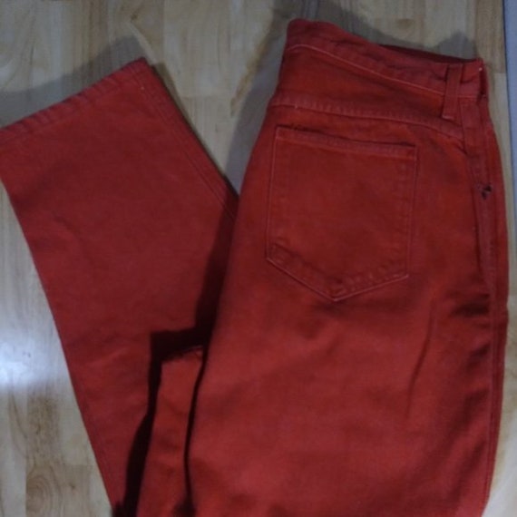 Waist Tapered Red Denim Jeans - Etsy