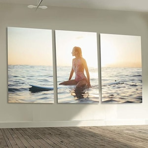 3 Panel Canvas Prints Your Photos, Personalized Pictures Gifts with Stretcher Bar, Customized Large Frame Giclee Prints Wall Art Home Decor