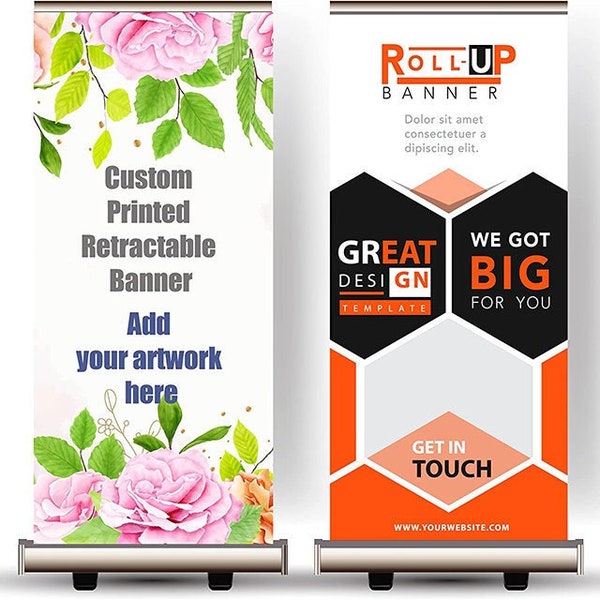 Custom Printed Retractable Banner with Stand, Banners & Signs Customize for Business, Wedding, and Trade Show, Made In the USA, 33" x 81"