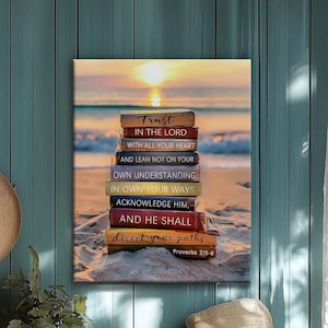 Proverbs 3:5-6 Bible Verse Decor, Christian Wall Art Framed Canvas, Trust in the Lord Scripture Print, Religious Graduation Gift