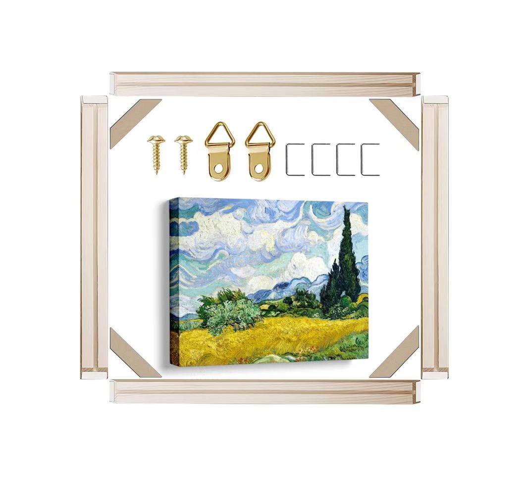DIY Solid Pine Wood Canvas Frame Kit: Tool-Free Stretching System