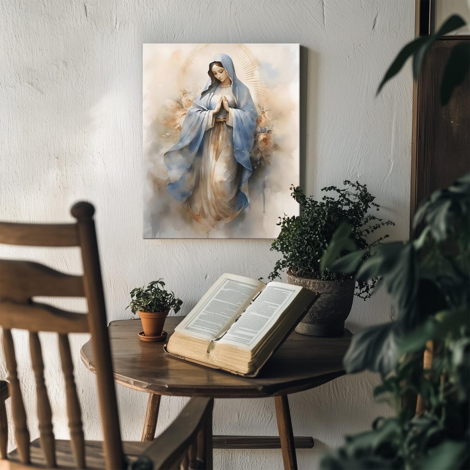 Christian Canvas Wall Art Virgin Mary Religious Madonna Artwork for ...