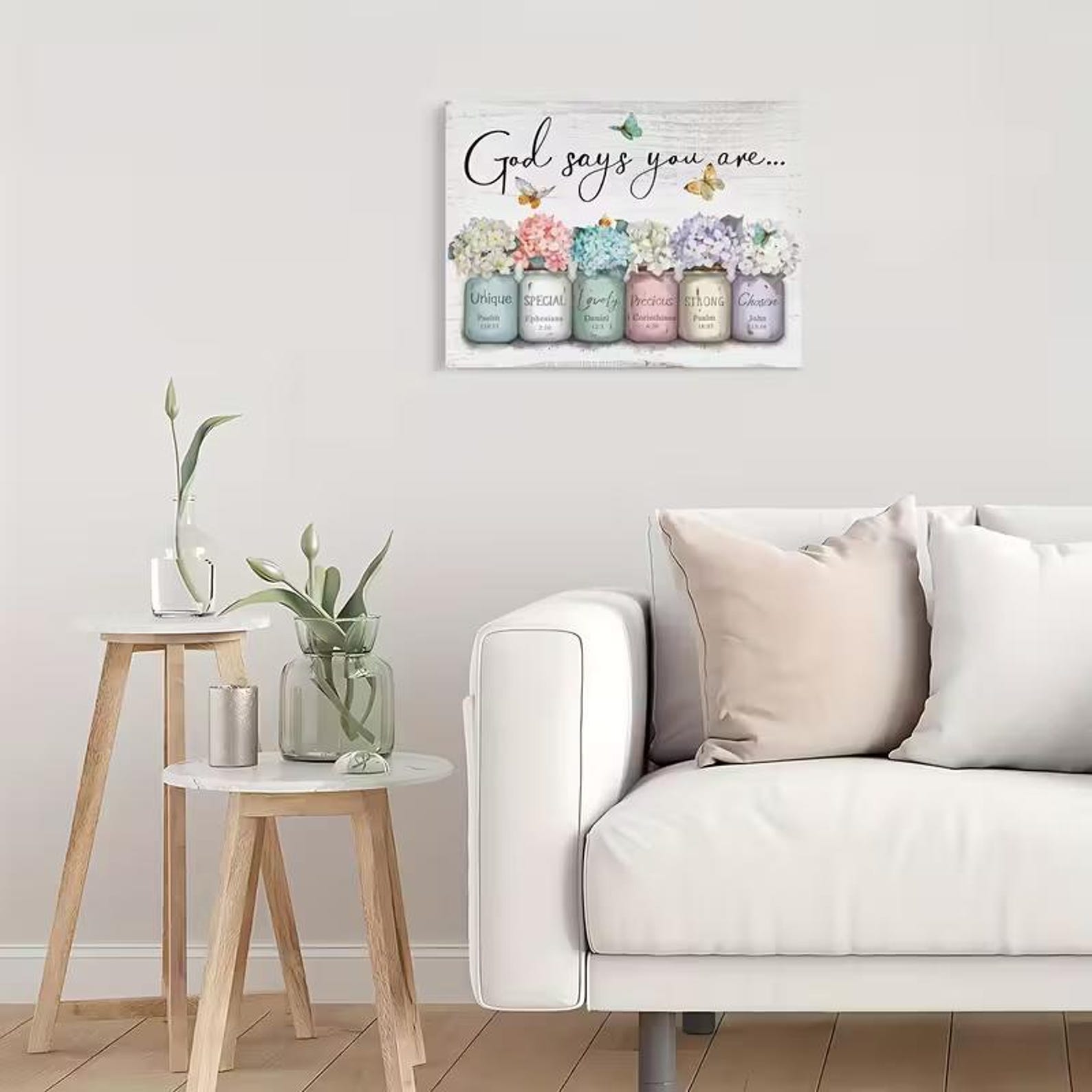 Christian Wall Art God Says You Are Sign Scripture Mason Jar Floral ...
