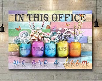 In This Office We Are a Team Wall Art, Teamwork Office Decor Positive Quote