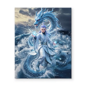 Nezha 2 Leinwand Wandkunst, Epischer Drache und Held Kunstwerk Poster, Fantasy Film Druck, Atemberaubende Fantasy Wanddekoration für Wohnzimmer, Heimkino