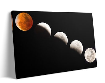 Lunar Eclipse Poster Moon Canvas Print Poster Black and White Lunar Eclipse Canvas Painting Art Eclipse of The Moon Canvas Paintings