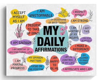Colorful Motivational Quotes Artwork, Framed Canvas Wall Art Daily Affirmations Poster, Positive Self Love Decor for Office or Bedroom
