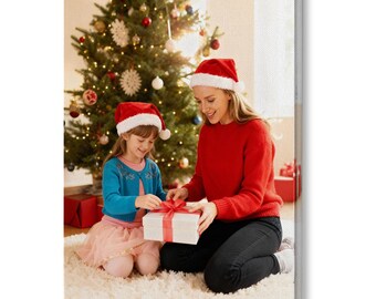 Custom Wall Art Christmas Portrait Painting Family Pet Art Personalized Photo Canvas Print