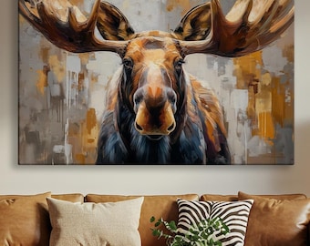 Moose Canvas Wall Art Wildlife Canvas Prints for Living Room 24 x 36in