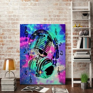Microphone Print, Microphone Music decorations, Printable Music Art, Vintage Music, Jazz Wall Decor, Gift for Music Lover, Modern Music Art