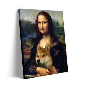 Famous Canvas Paintings Mona Lisa Poster, Funny Cat Painting Canvas Wall Art, Animal Cat Poster Decorative Living Room Posters