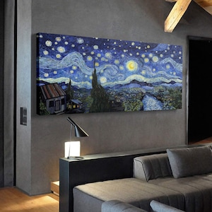 La noche estrellada de Van Gogh, lienzo de La noche estrellada, póster de Vincent Van Gogh, impresión en lienzo de Vincent Van Gogh, arte mural con impresiones famosas