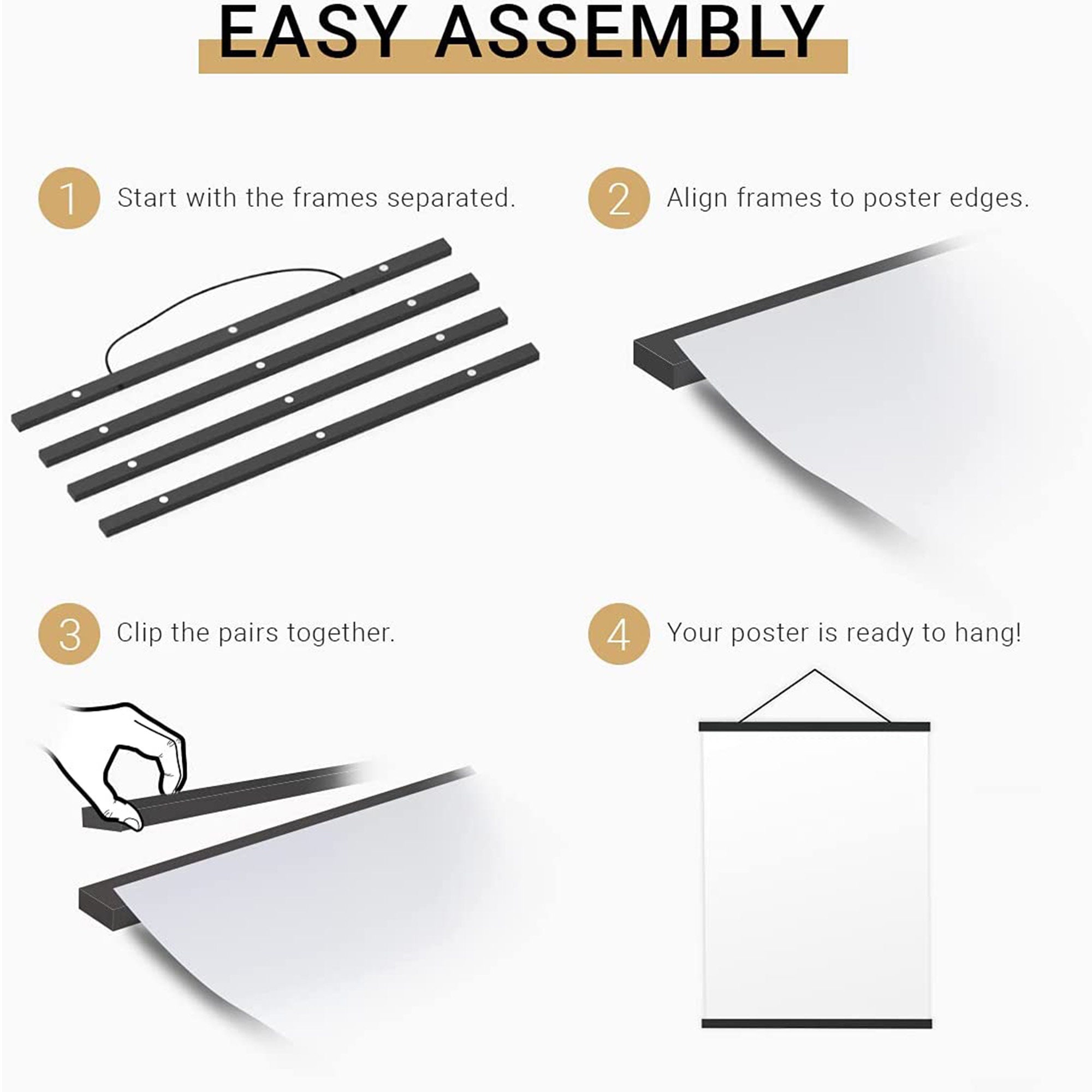 Black Poster Hanger Wood Frame for Picture Canvas Etsy