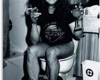 Funny Bathroom Wall Art Vintage Rock Photography Black and White Music Culture Print