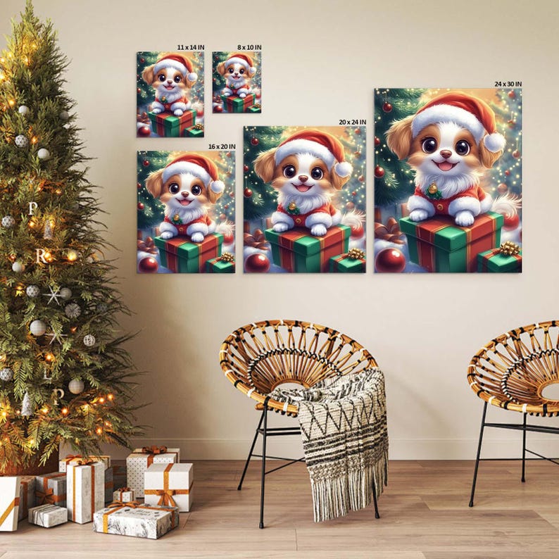 Christmas Tree Wall Art Vintage Holiday Decor, Festive Christmas Tree