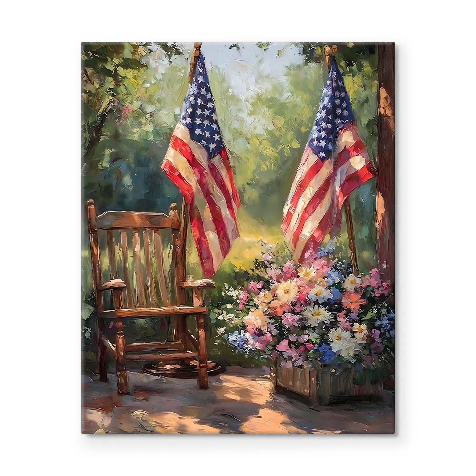 Rustikale Amerikanische Flagge Als Wanddekoration – Metall Mit Seil, Für Drinnen & Draußen