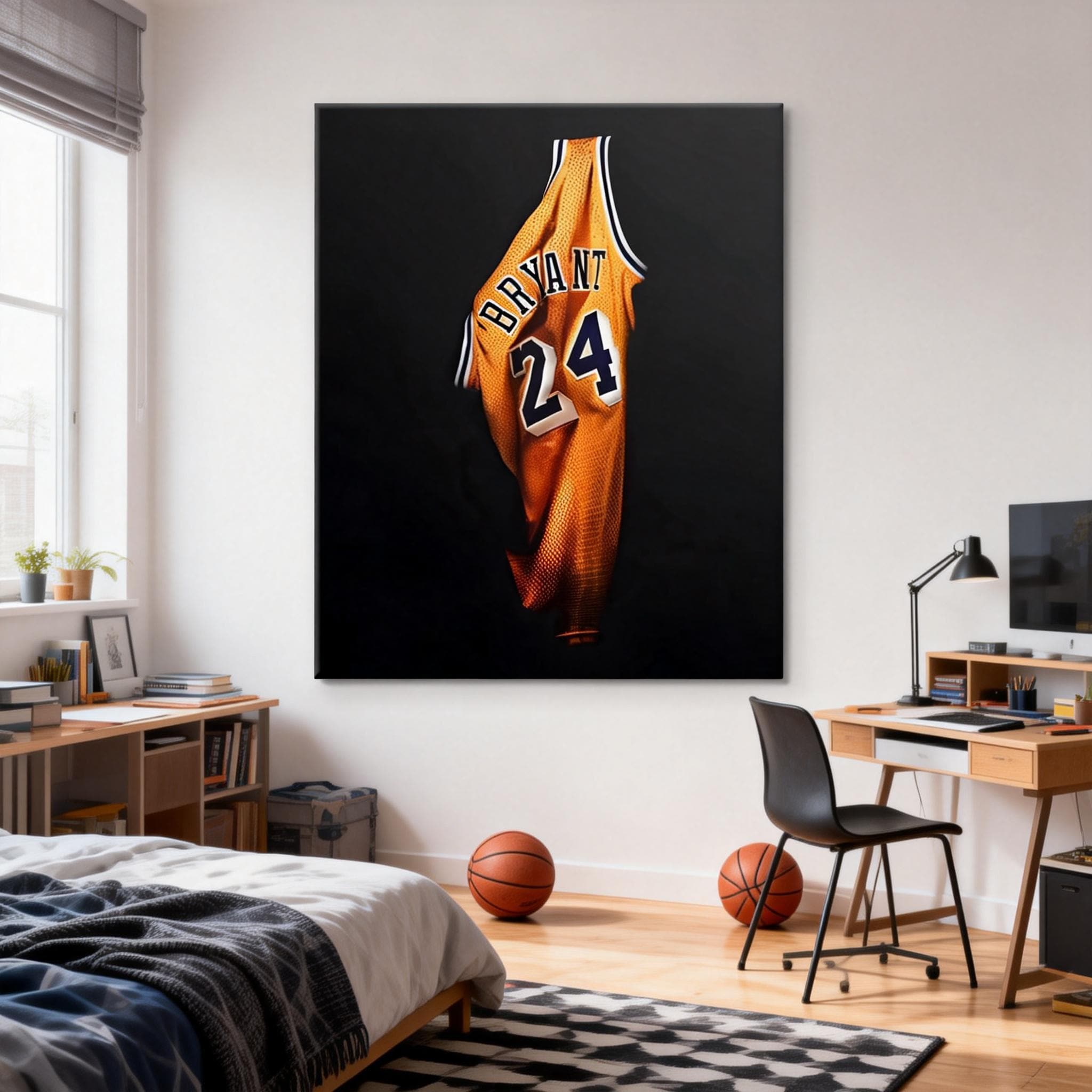 希少！Kobe Bryant アート作品 Lakers 24 Kobe Bryant Jersey Canvas Art: No. 24 Lakers Wall Decor - Etsy