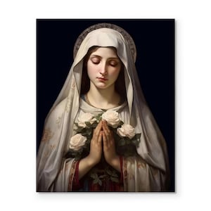 Virgin Mary Canvas Wall Art: Religious Madonna Print, Framed