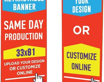 Custom Retractable Banner Stand 33x81, Personalized Roll Up Banner