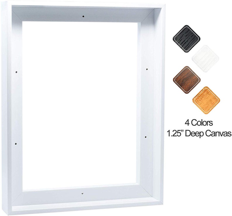 Floating Frame for Canvas Painting 1-1/4 Deep Floating canvas frame Custom size floater frame DIY canvas frame Picture Art Wall Decor White