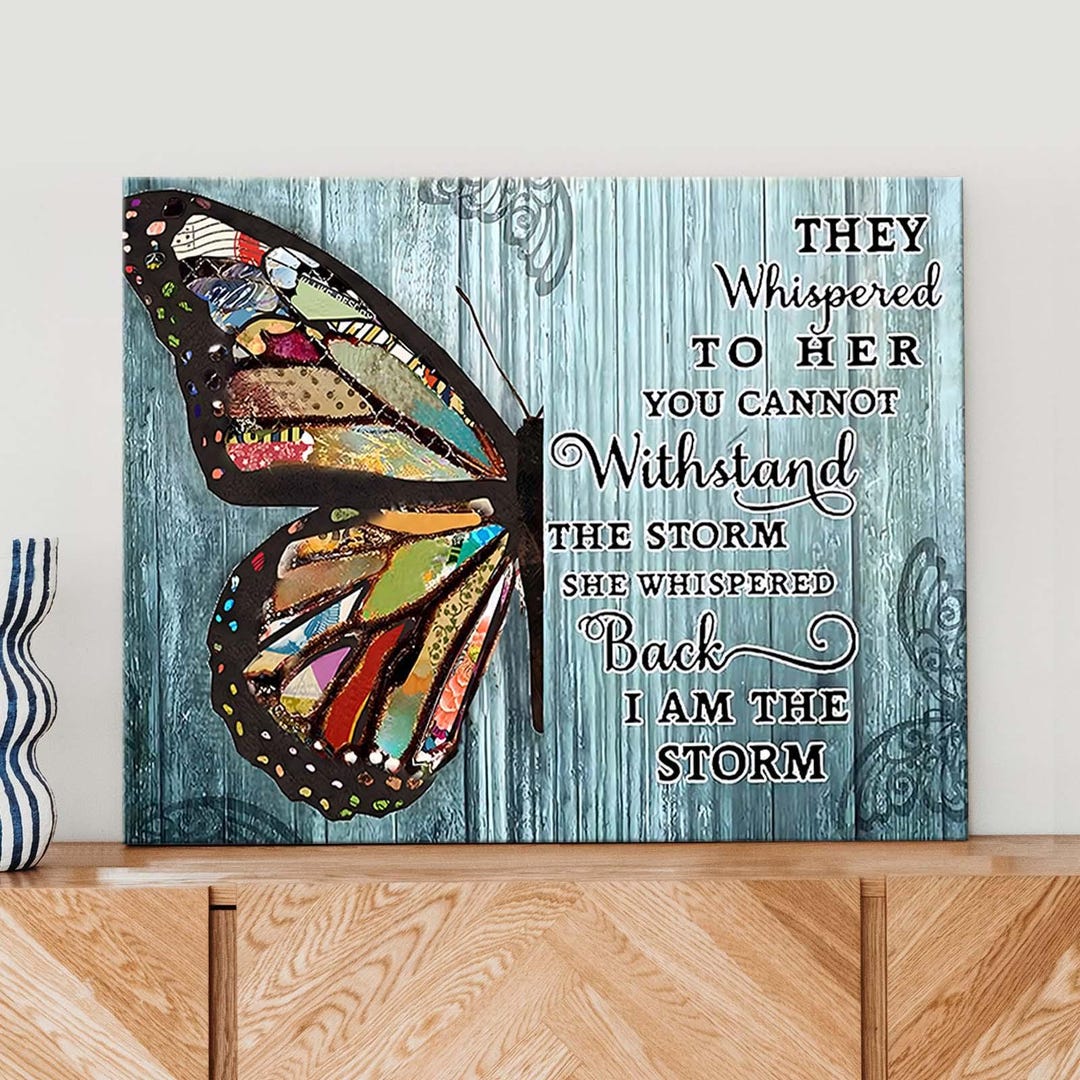 Inspirational Canvas Wall Art: Butterfly & Quote - Rustic Farmhouse ...