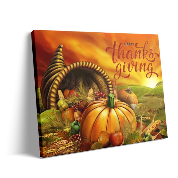 Pumpkin Wall Art Decor Autumn Flower Painting Farm Harvest Happy Thanksgiving Canvas Art thanksgiving Grateful Blessed Canvas Wall Art