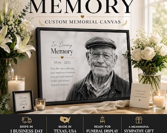 Custom Memorial Canvas, Funeral Photo Display, In Loving Memory Wall Art, Sympathy Gift