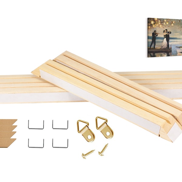 DIY Custome Solid Wood Canvas Frame Kit for Oil Painting, Wall Art & Canvas - Easy to Install Canvas Stretching System - Picture Accessories