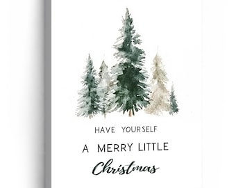 Minimalist Christmas Quote Wall Art, Have Yourself A Merry Little Christmas Print, Neutral Holiday Decor, Scandinavian Canvas