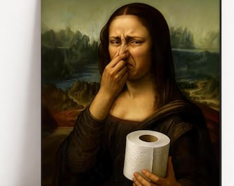 Funny Bathroom Wall Art Classic Art Parody Print Vintage Style Humor Decor