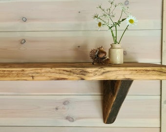 Rustic Scaffold Board Shelf: Reclaimed Wood with Brackets