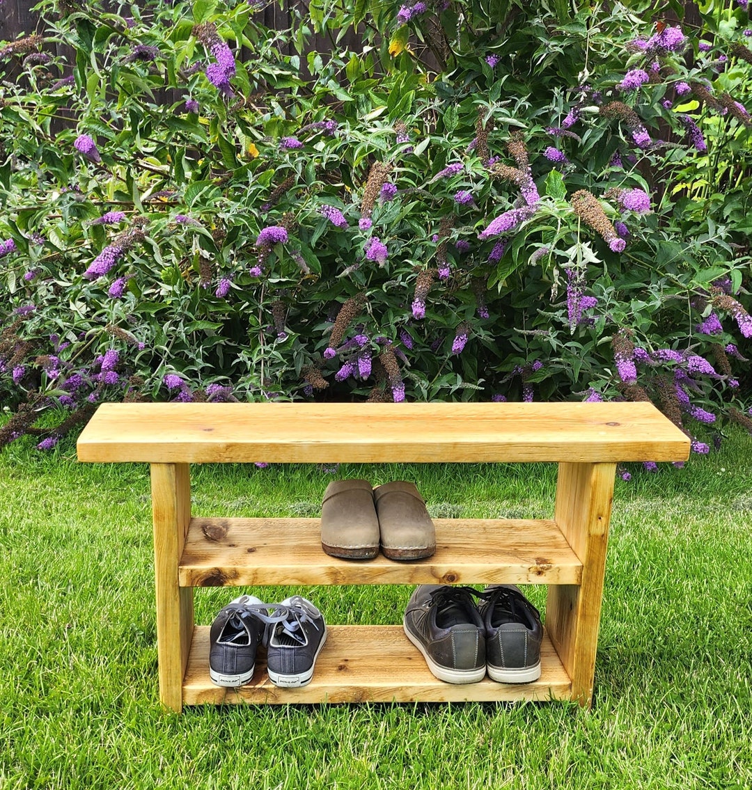 Rustic Shoe Rack/bench, 2 Shelves Etsy