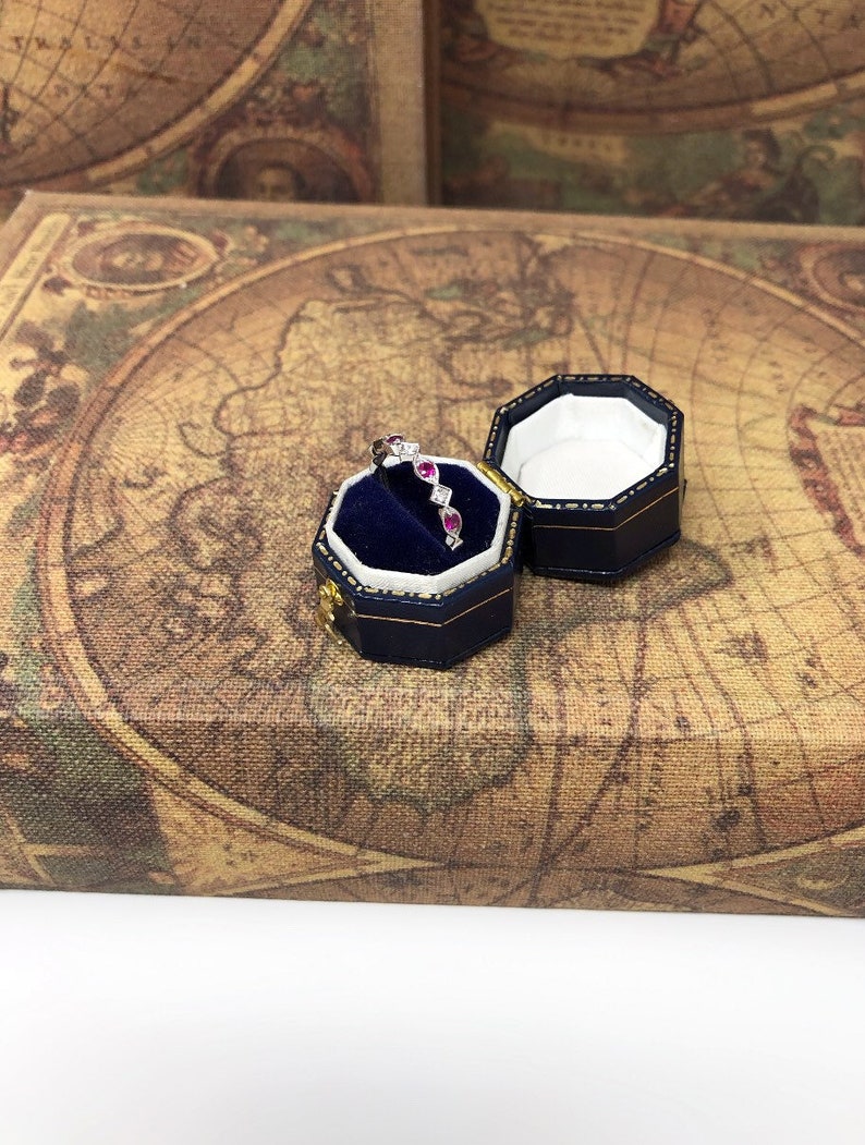 9ct White Gold Ruby & Diamond Band | Etsy